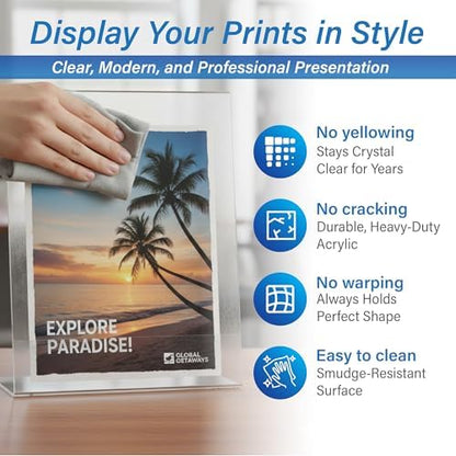 Azar Displays 112430-3PK Side Load Sign Holder 8.5x11 – Clear Flexible Plastic Display Stand, Slanted Acrylic Tabletop Frame for Menus, Signs– Pack of 3