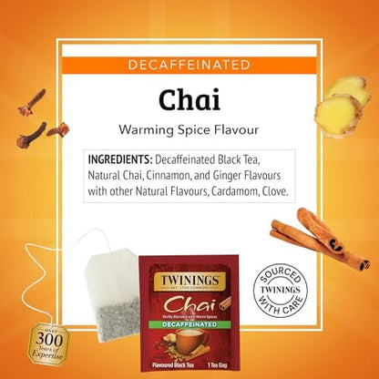 Twinings Decaffeinated Chai Spiced Black Tea Bags, 100 CT Box (1 Pack)