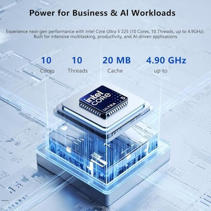 Lenovo IdeaCentre Tower Desktop Computer • 10-core Intel Ultra 5 225 Processor • 32GB DDR5 • 2TB SSD • Office 365 for The Web • HDMI + VGA, Wi-Fi 6E • Wired Keyboard & Mouse • Windows 11