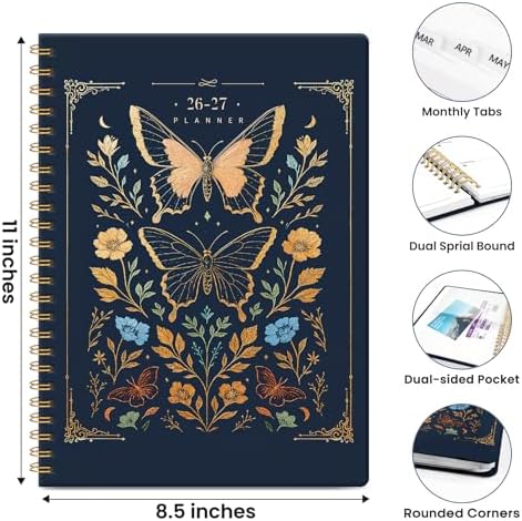 Large Planner 2026-2027, A4 (8.5" x 11") Hardcover Weekly & Monthly Planner July 2026 - June 2027 with Monthly Tabs, Academic Planner for School, Work and Office, Golden Butterfly