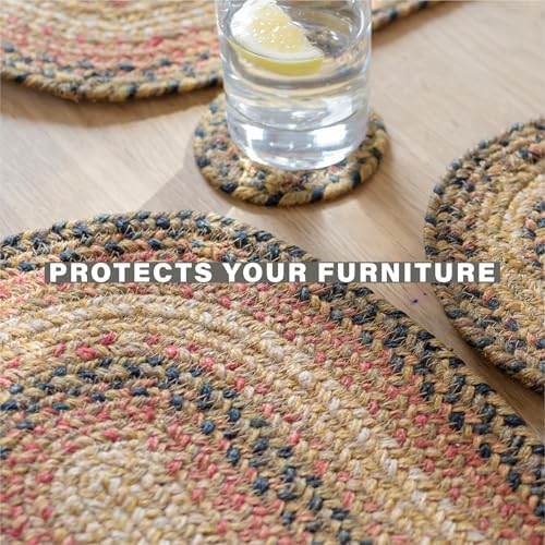 Homespice Russet Braided Placemats for Country Decor, Oval 13x19 Set of 6