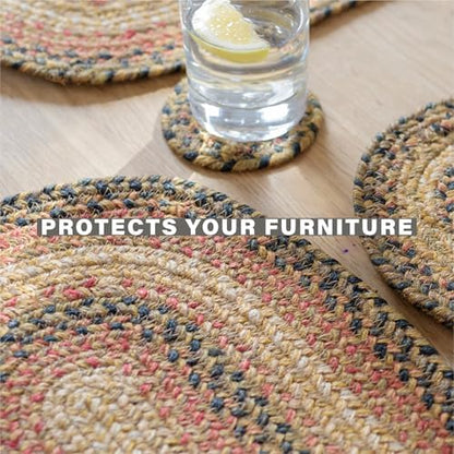 Homespice Russet Braided Placemats for Country Decor, Oval 13x19 Set of 6