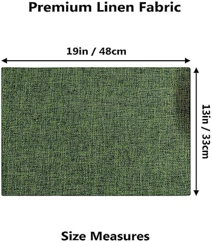 Demetex Green Placemats Set of 6 Vintage Cloth Textured Place Mats Stain Resistant for Holiday Barbecue and Dinning Table, Green