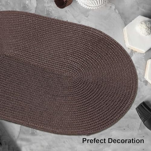 AHHFSMEI Placemats Set of 8 for Dining Table Washable Woven Non-Slip 18x12 inches Placemat Heat-Resistant Durable Table Mats for Dining Table Easy to Clean (Oval Brown, 8)