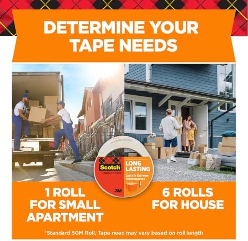 Scotch Long Lasting Shipping and Storage Tape with Dispenser, 1.88 in. X 54.6 Yd., 4 -Pack
