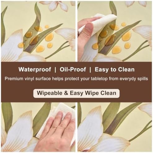 LIBERECOO Heavy Duty Vinyl Tablecloth with Flannel Backing Waterproof Oil-Proof Plastic Table Cloth Stain-Resistant Wipeable Rectangle or Square Table Cover for Indoor and Outdoor 60 x 102 Inch