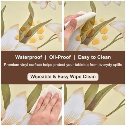 LIBERECOO Heavy Duty Vinyl Tablecloth with Flannel Backing Waterproof Oil-Proof Plastic Table Cloth Stain-Resistant Wipeable Rectangle or Square Table Cover for Indoor and Outdoor 60 x 102 Inch