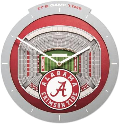 YouTheFan NCAA Alabama Crimson Tide StadiumView 3D Wall Clock