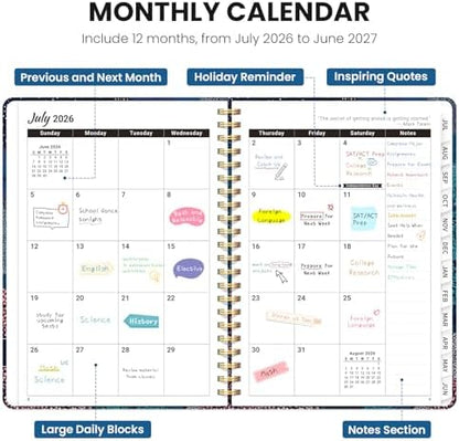 ZOTIA Planner 2026-2027 Jul 2026-Jun 2027 Academic Monthly & Weekly Planner