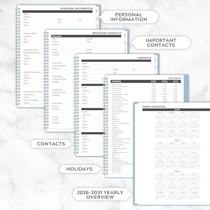 2026-2031 Monthly Planner/Calendar - 5 Year Planner
