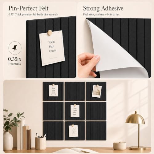 Stripe Felt Bulletin Board Tiles, Cork Board Alternative 48 x 36 in