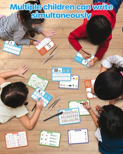 D-FantiX Magic Grooved Writing Practice for Kids Age 3-5, Reusable Grooved Handwriting Practice for Kids 5-7, Number Letter Tracing Practice Cards for Kids Kindergarten Preschool Learning Activities