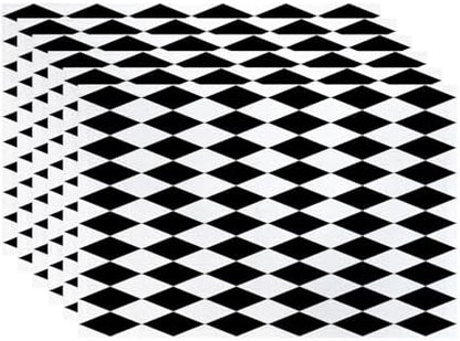 Batmerry Black White Diamond Linen Placemats Set of 6, Art Black and White Harlequin Washable Table Mats for Kitchen Table Thickened Heat Insulation Dining Set Indoor Outdoor 12X18 in