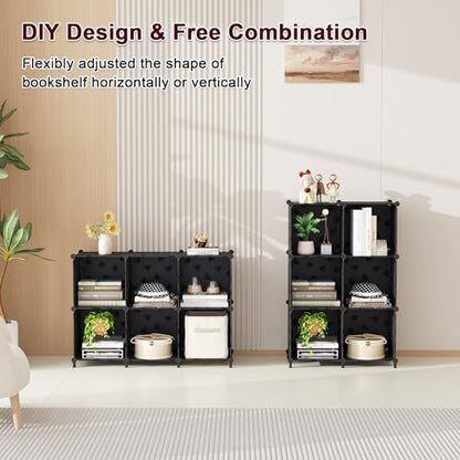 UNKU 6 Cube Storage Organizer, Closet Organizer Storage Shelves, Black