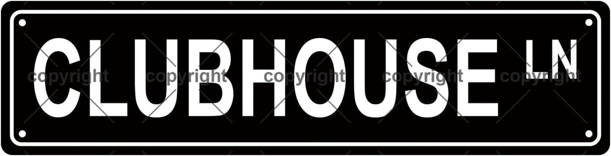 CLUBHOUSE LN Space Metal Tin Street Sign Bar Cafe Garage Cave Home Room Wall Bathroom Farmhouse Garden Porch Patio Decor, 16 x 4 Inch