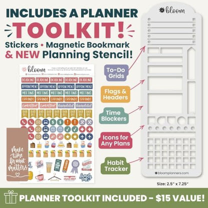 bloom daily planners 2027 Planner (January - December 2027) - Weekly & Monthly Softcover Planner for Women - Calendar Year Inspirational Agenda Book with Stickers - 5.5" x 8.25" - Checkered, Café