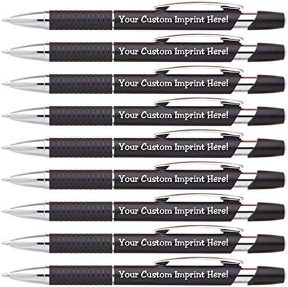 ExpressDesigns™ Personalized Ballpoint Pens Click action Custom Black writing ink - The Sleeker - Full color Printed Name Pens with Your Logo/Text/Message - Cusomizable - 12 Qty (Black)