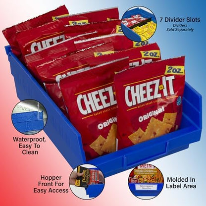 Akro-Mils 30150 Heavy Duty Plastic Shelf Bins, 12"x 8"x 4", Red, 12-Pack