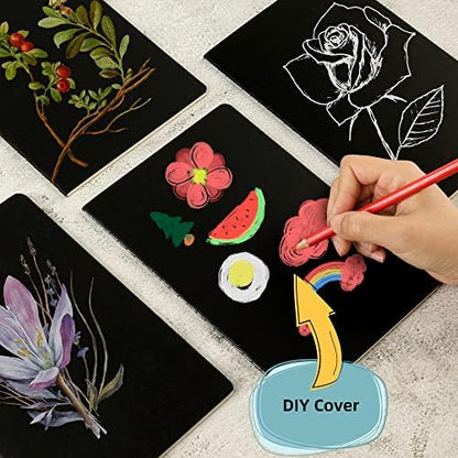 24 Pack Blank Notebook & Journal Bulk, Black Cover, Unlined Plain Thick Paper, A5 Size, 5.5x8.3 inch, 60 Page, Small Sketchbook Subject Note Pad Set for Women Men Kids Traveler Student Office