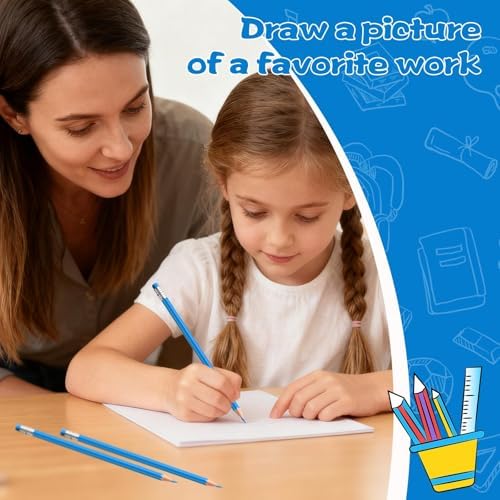 36 PCS Light Blue Pencils with Eraser, Pre-Sharpened HB Pencils for Writing & Drawing, School Supplies for Kids Homework, Tests, Art Crafts & Teacher Grading(Lightblue)