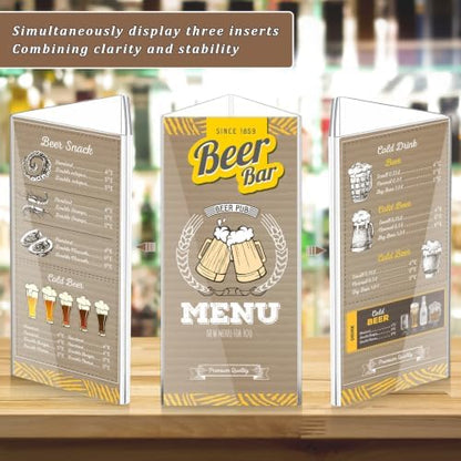 16 Pack 3 Side Table Tent Sign Holder Acrylic, 4 x 9 Inch
