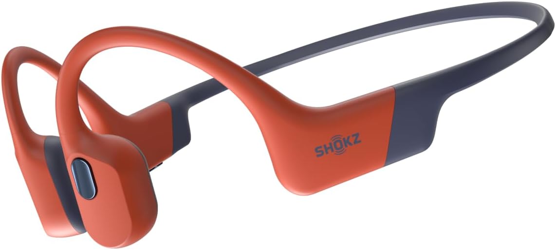 SHOKZ OpenSwim Pro - Open-Ear Bluetooth & MP3 Bone Conduction Sport Headphones, Swimming Headphones, IP68 Waterproof, Red
