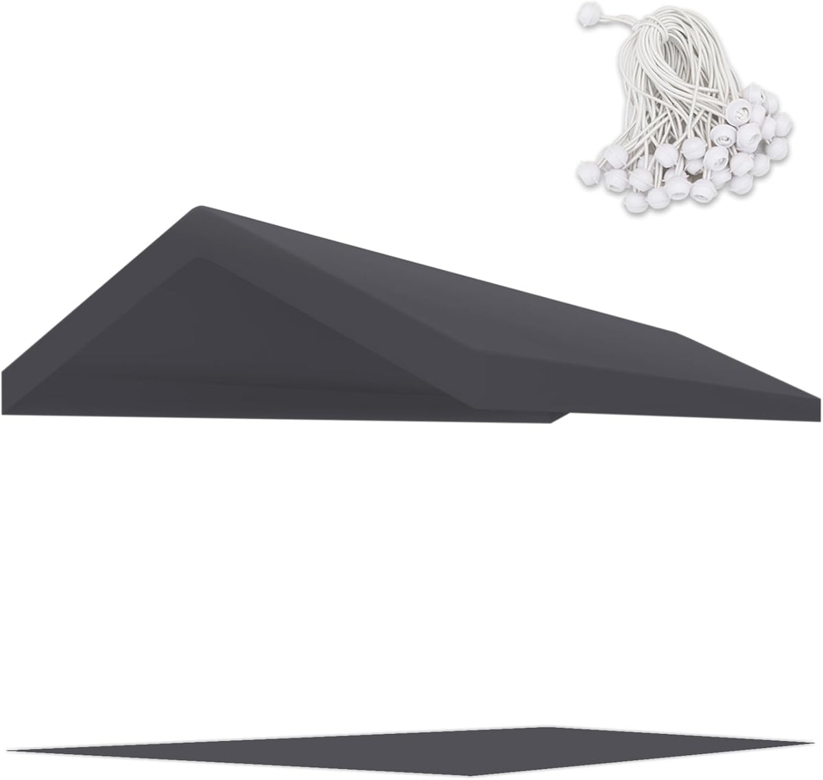 10' x 20' Upgraded Carport Replacement Canopy Cover Grey for Car Garage Shelter Party Tent Top Tarp with Ball Bungees (Only Top Cover, Frame is not Included)