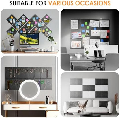 MaxGear Felt Bulletin Board 48" x 36", Dark Gray Felt Wall Tiles Wall Decor