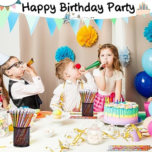 Happy Birthday Pencils Wooden Pencil Birthday Party Pencil with Top Erasers Birthday Party Supplies Favors, 6 Style(48)