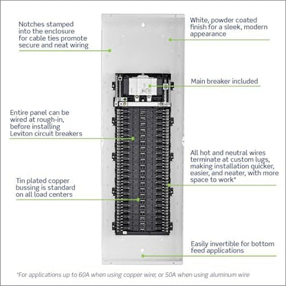 Leviton LP420-BPD 42 Space, 42 Circuit Indoor Load Center with 200 Amp Main Circuit Breaker