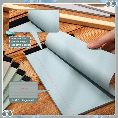 Lincia 24 Pcs 5" x 8" Small Legal Pads Colored Lined Note Pads Narrow Ruled Writing Notepads 50 Sheets Per Micro Paper Notebook Lined and Perforated for College Office Supplies (Fresh Colors)