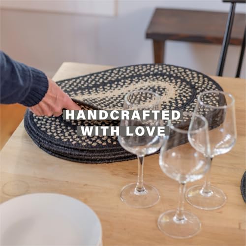 Homespice Manchester Jute Braided Placemats, Oval 13x19 Set of 4