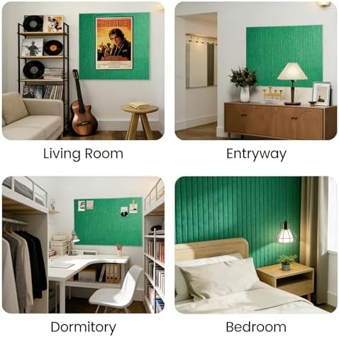 Slat Felt Wall Tiles (12 Pack) - 11.8"x11.8" Self-Adhesive Bulletin Board for Wall, Acoustic Panels for Sound Dampening, Modern Black Pin Board, Home Office Decor (30x30cm)