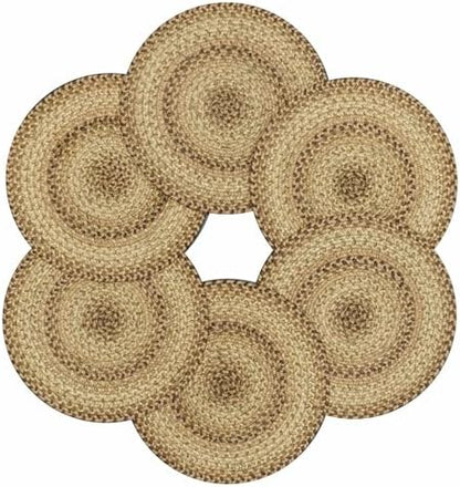 Homespice Cookie Dough Jute Braided Placemats, Round 15" Set of 6