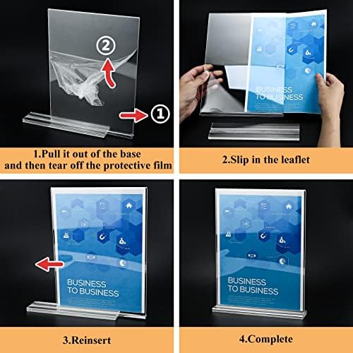 Arrobust 30 Pack Acrylic Sign Holder 8.5 x 11, Clear Display Table Top Signs Stand, Double Sided T Shape Flyer Holder, Plastic Frames Paper Holder for Stores Home Office Store Restaurants Wedding Retail Show Fair