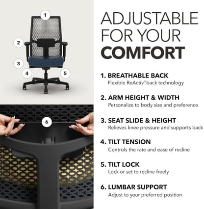 HON Ignition 2.0 ReActiv Ergonomic Office Chair, Lumbar Support, Ocean