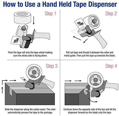 BOX USA Tape Logic 2 Inch Heavy-Duty Packing Tape Dispenser Gun, for Packing, Shipping, Moving and Warehouse Use (1 Dispenser)