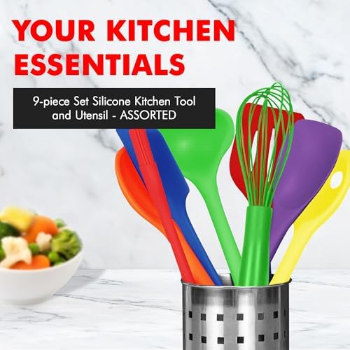 Chef Craft 9 Piece Multicolor Premium Silicone Kitchen Tool Set (42088)