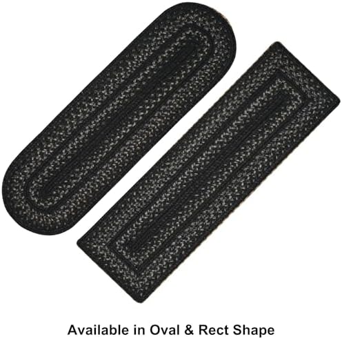 Homespice Jet Black Braided Table Runner for Primitive Decor, Rect 11x36