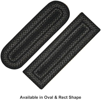 Homespice Jet Black Braided Table Runner for Primitive Decor, Rect 11x36