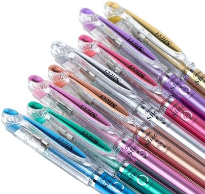 Pentel Arts Slicci Metallic 0.8 mm Needle Tip Gel Pen, Metallic Green Ink, Box of 12 (BG208-MD)