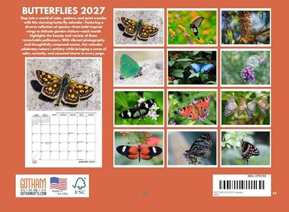 Butterfly Calendar 2027 Butterflies Monthly Wall Calender 12 Month