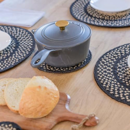 Homespice Manchester Braided Trivets Ideal as Hot Pads, Round 8" Set of 3