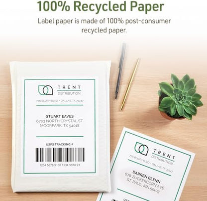 Avery® EcoFriendly Recycled Shipping Labels, 5.5" x 8.5" Half-Sheet Labels, White, Permanent Adhesive, Laser & Inkjet Printers, 20 Total, Great for Mailing, Product Merchandising, and More (48808)