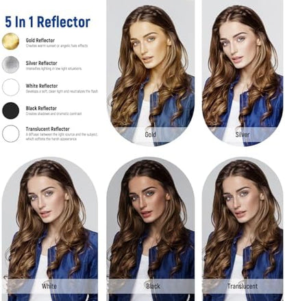 NEEWER 51 Inch/130 Centimeter Light Reflector Diffuser 5 in 1 Foldable