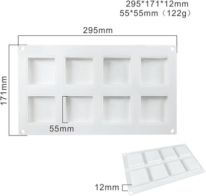 Silicone Mold for Baking Cakes,Soap Molds,Flower Shape Silicone Molds for Homemade French Dessert Mold for Pastry Chocolate,Jelly Chocolate Mold ＆ Ice Cube Tray (F_ Square)