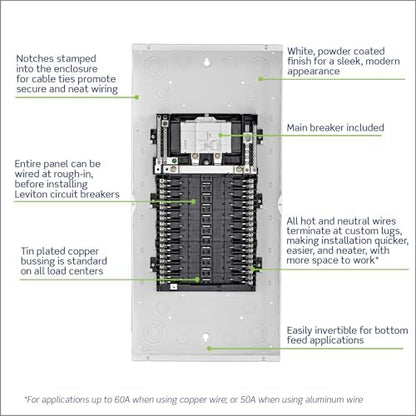 Leviton 20 Space, 20 Circuit Indoor Load Center with 125 Amp Main Circuit Breaker, LP212-BPD
