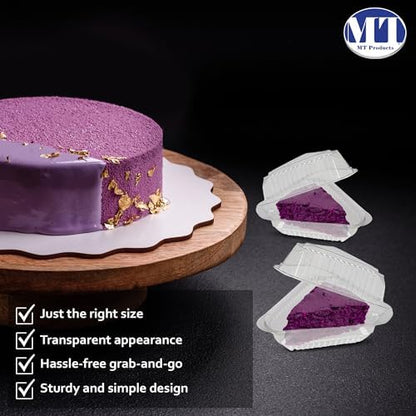 MT Products Plastic Cake Slice Containers – Medium Deep Cheesecake & Pie Slice Food Clear Containers (Pack of 20) – Made in the USA