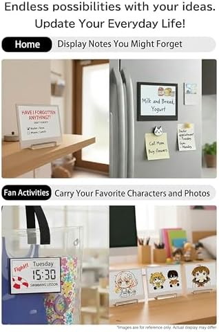 [Santek] EZ Sign NFC E-Paper Display – No Battery, Ultra-Thin 0.13”, Rewritable 4-Color Digital Display, App-Controlled (iOS/Android/PC), IP65 (Silver, 4.2" 6pcs, No Stand and Clip Included)