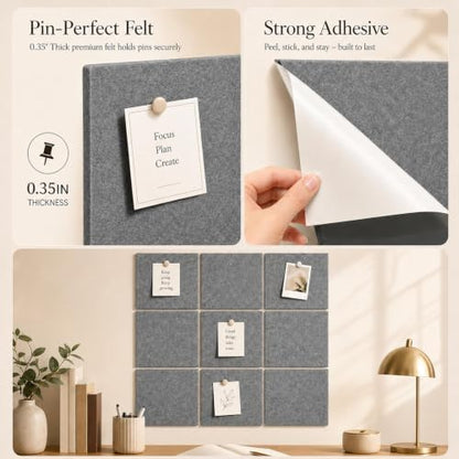 Felt Bulletin Board Tiles, Large Cork Board Alternative,24 x 36 in